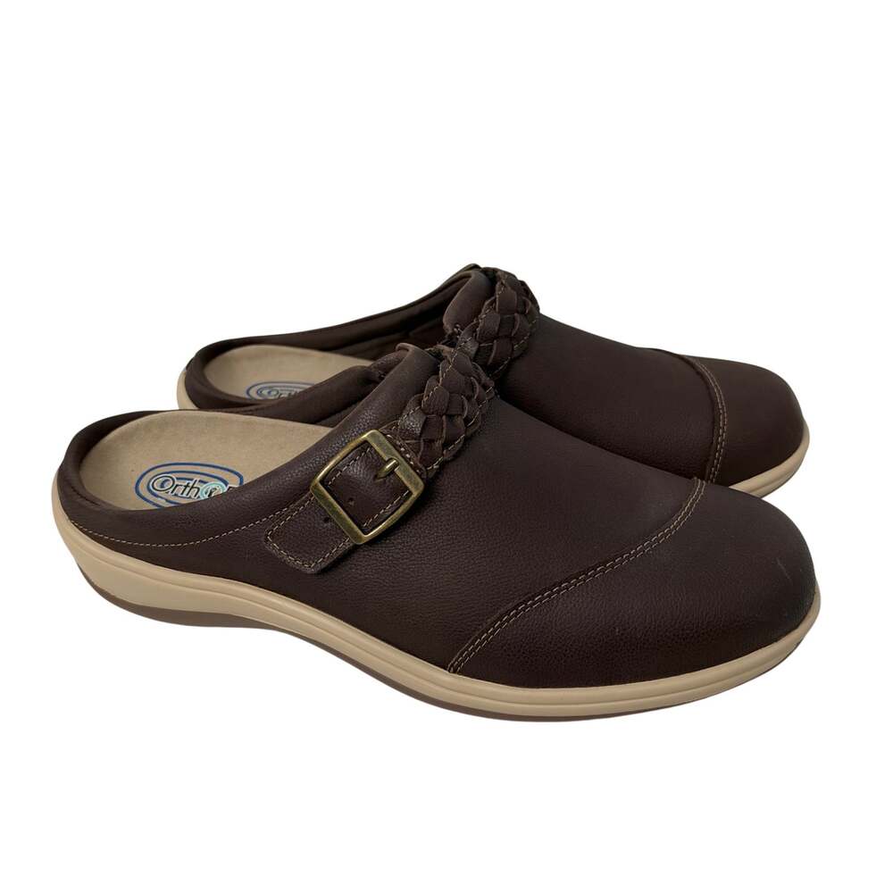 Orthofeet Irma Leather Clogs Women's Size 11.5 D Brown Comfort Orthopedic